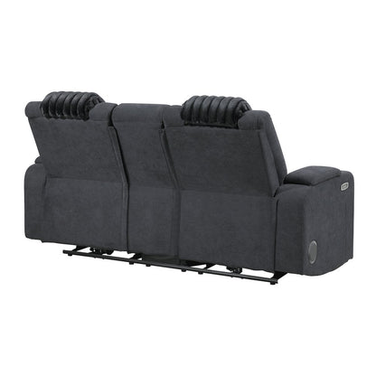 U8000 Black Pwr Console Rec Loveseat W/Phr, Led And Speaker