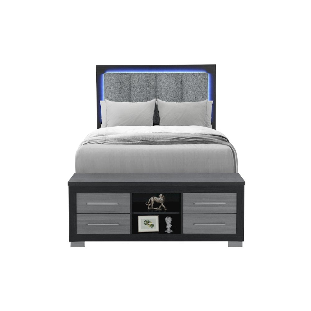 Emma Black/Grey Full Bed With Led And Usb