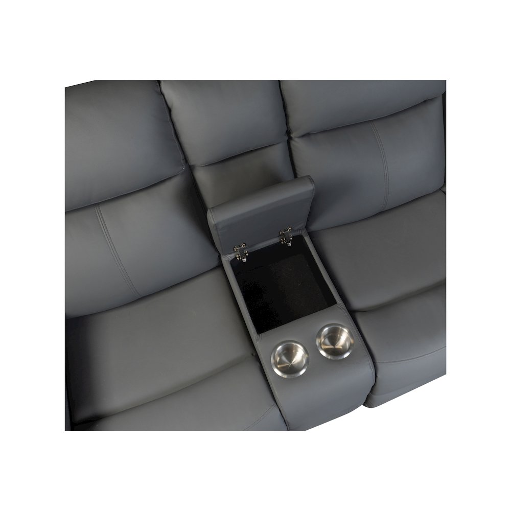 U6026 Grey Pu 46A Console Reclining Loveseat With Led And Speaker