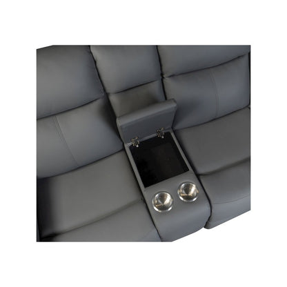 U6026 Grey Pu 46A Console Reclining Loveseat With Led And Speaker