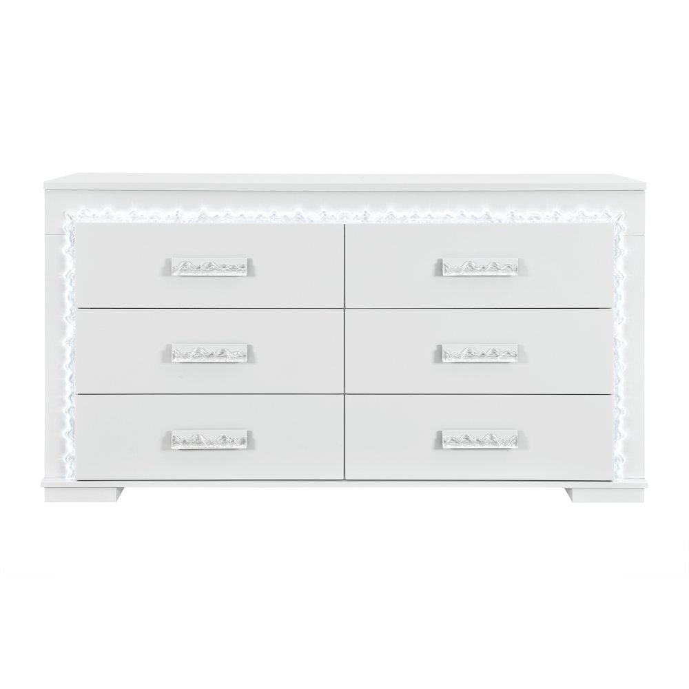 Naomi Silver Marble Dresser With Led