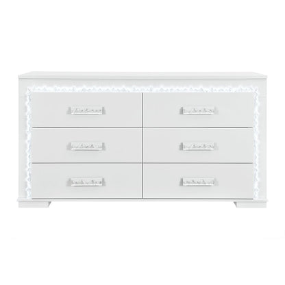 Naomi Silver Marble Dresser With Led