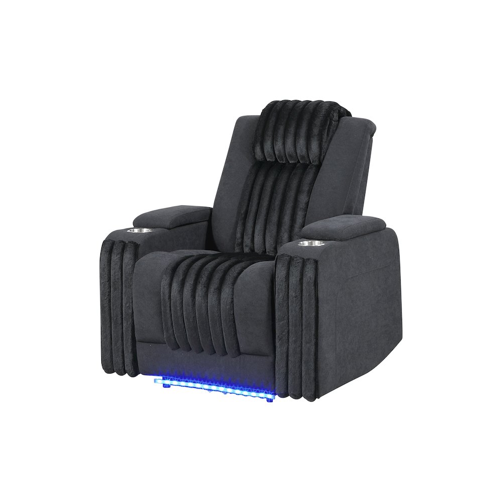 U8000 Black Power Recliner W/ Power Headrest & Led Light