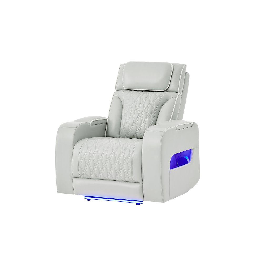 U8611 Blanche Silver Power Recliner With Power Headrest And Led