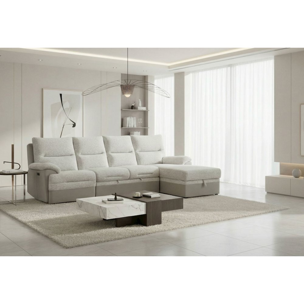 U3822 Grey/Ice Sectional With Pullout Bed And Usb