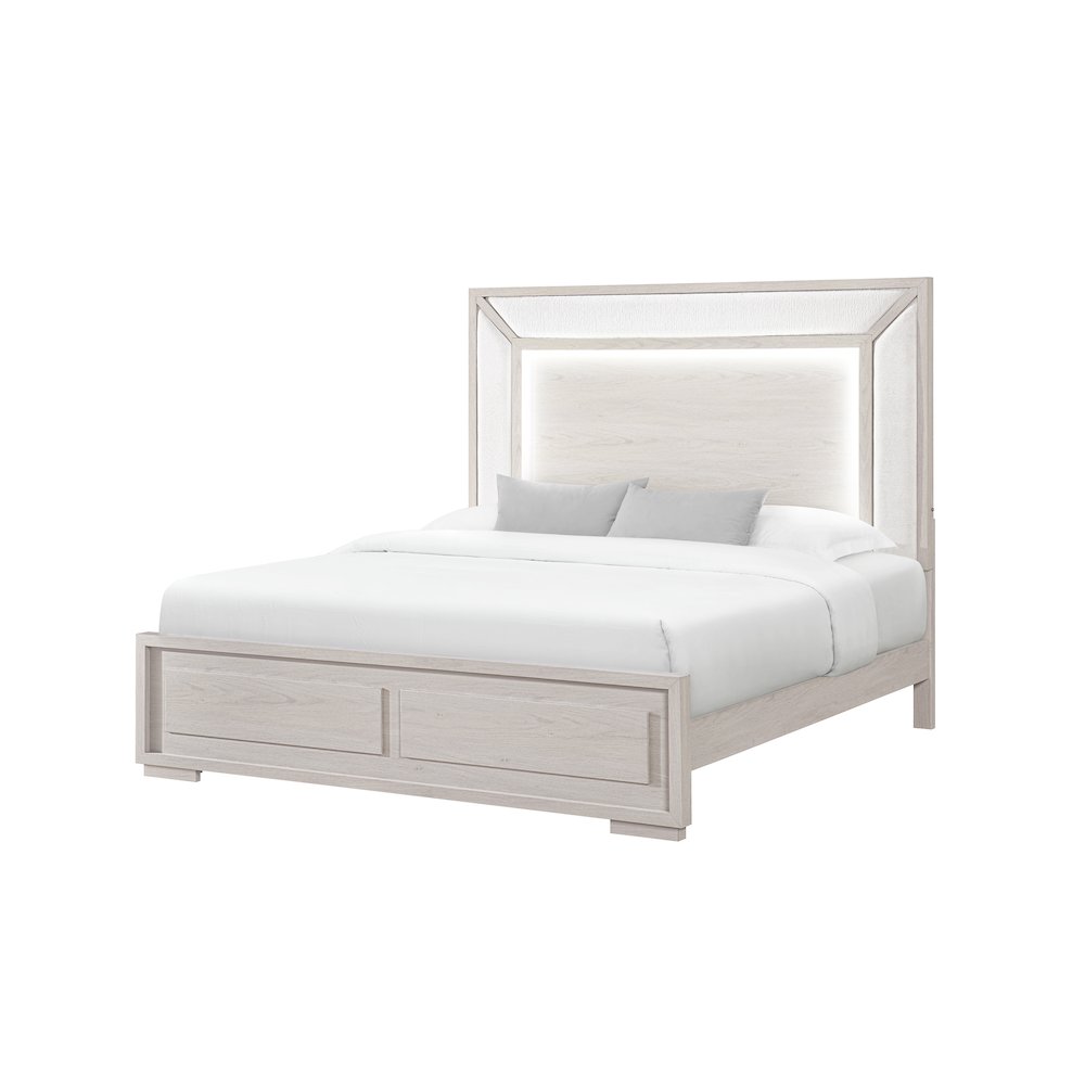 Clara Beige King Bed With Led