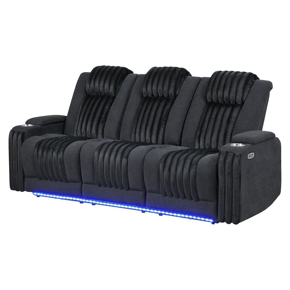 U8000 Black Pwr Rec Sofa W/Phr, Ddt, Reading Light & Led Light