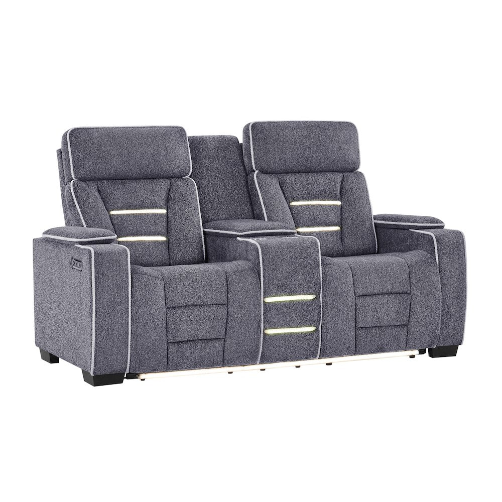 U1895 Grey P2 Console Reclining Loveseat With Is And Led