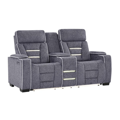 U1895 Grey P2 Console Reclining Loveseat With Is And Led