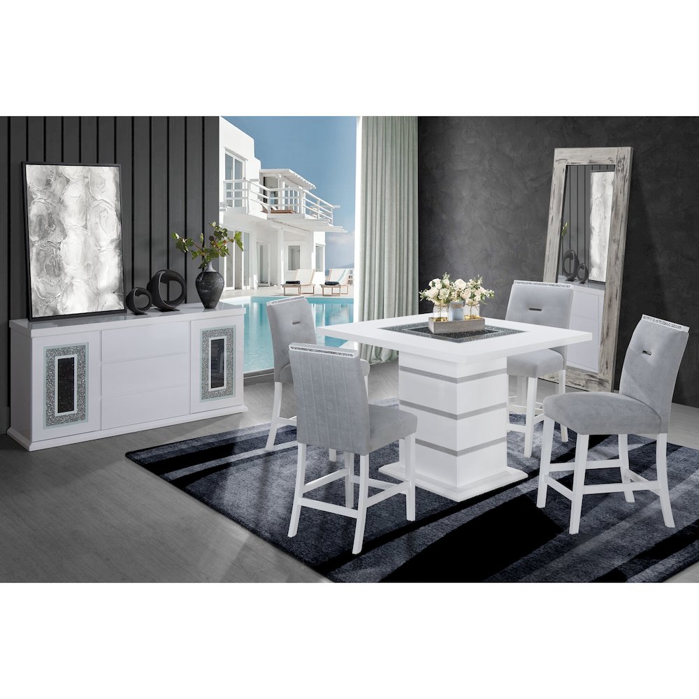 Monaco White Bar Table + Monaco Bs-N