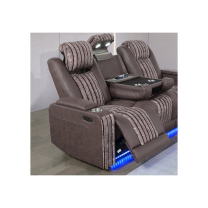 U8000 Brown Pwr Rec Sofa W/Phr, Ddt, Reading Light & Led Light