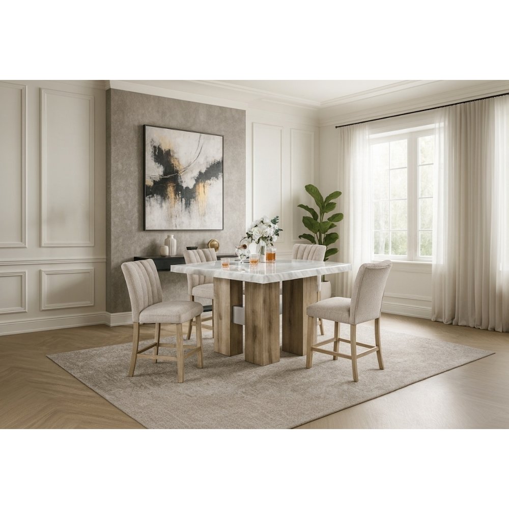 D04 Natural Bar Table + D8685 Beige/Nat Bar Stool