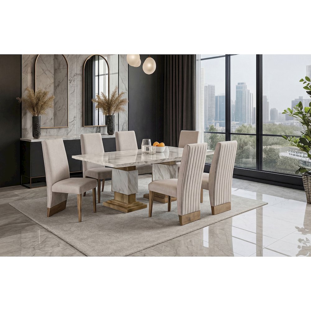 D12 Dining Table Natural+ 6 D12 Dining Chair Beige Natural