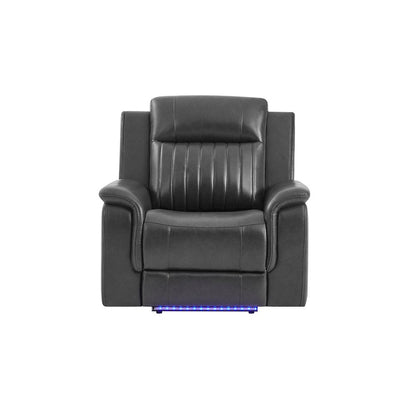 U8879 Blanche Charcoal With Black Welt Power Recliner With Led