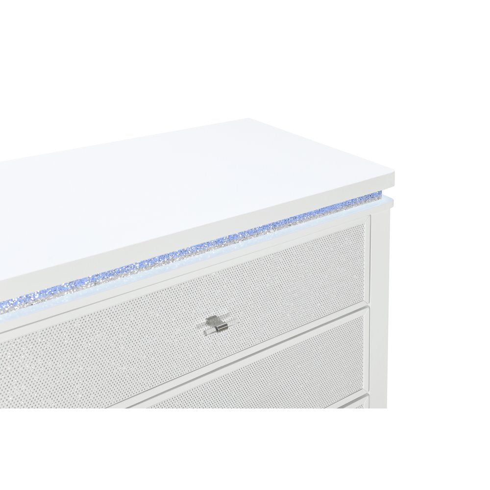 Alina White Nightstand With Cooler, Led, Speaker And Usb
