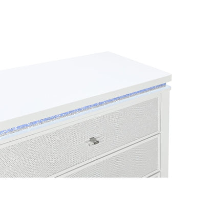 Alina White Nightstand With Cooler, Led, Speaker And Usb