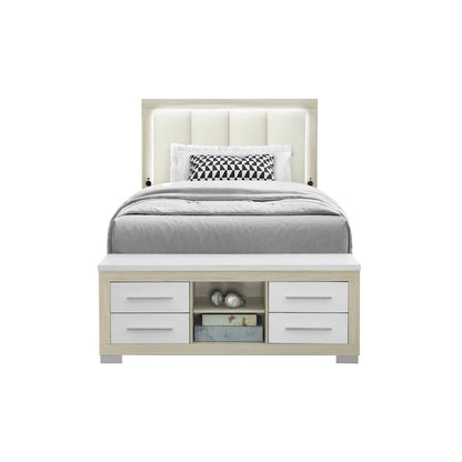 Emma Natural/White Full Bed With Led And Usb