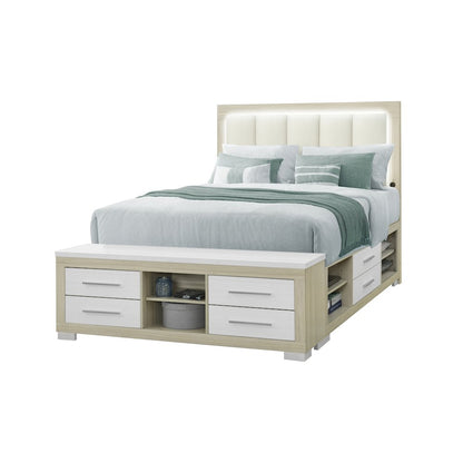 Emma Natural/White Queen Bed With Led And Usb