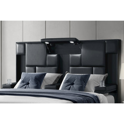 Oscar Black Queen Bed No Wood Trim