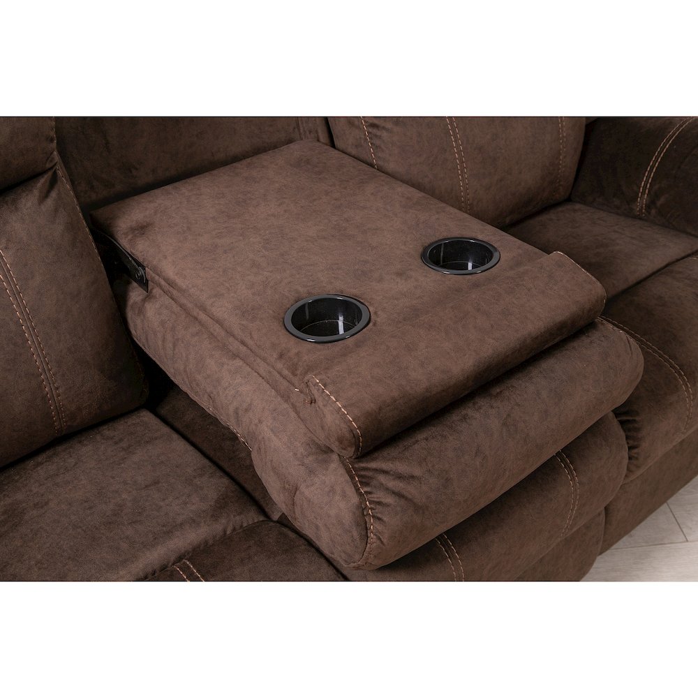 U7303 Domino Coffee Reclining Sofa with Drop-Down Table