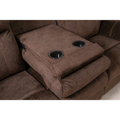 U7303 Domino Coffee Reclining Sofa with Drop-Down Table