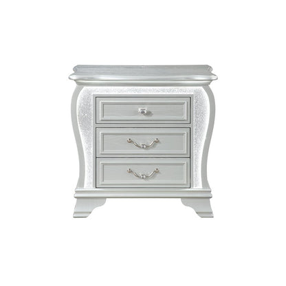 Aria Silver Nightstand With Led