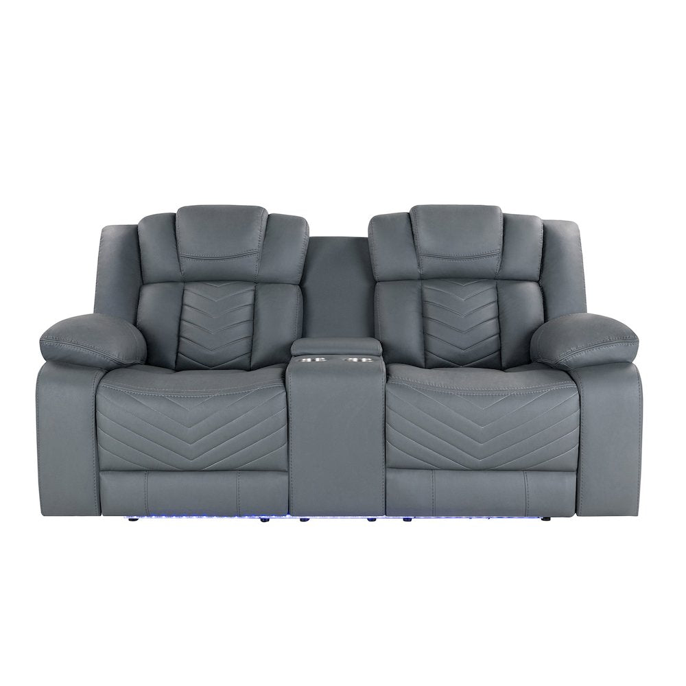 U7069 Grey 10 Pwr Con Rec Loveseat With Led And Immersive Sound