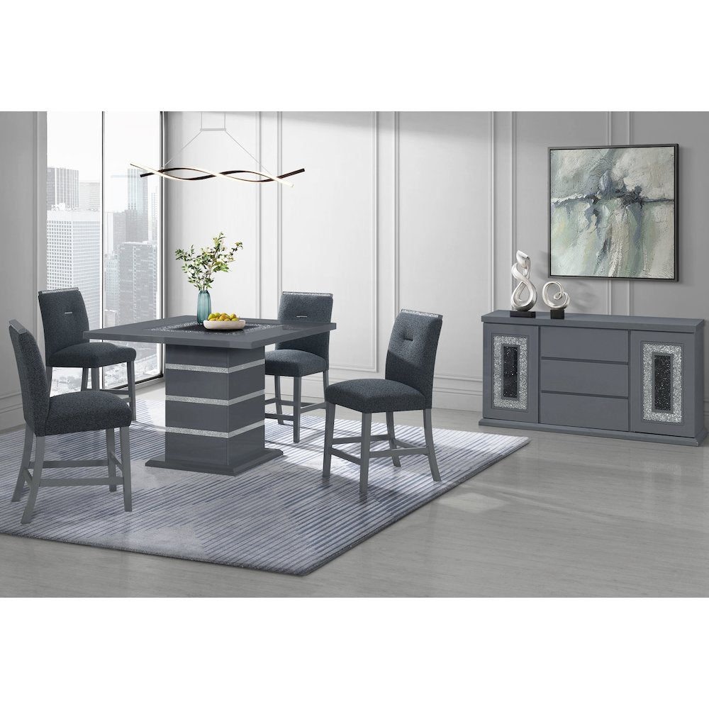 Monaco Dark Grey Bar Table And 6 Monaco Dark Grey Bar Stools