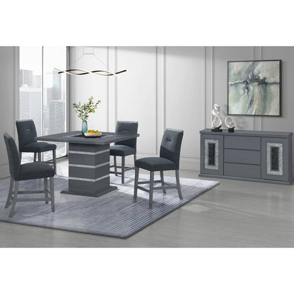Monaco Dark Grey Bar Table And 6 Monaco Dark Grey Bar Stools