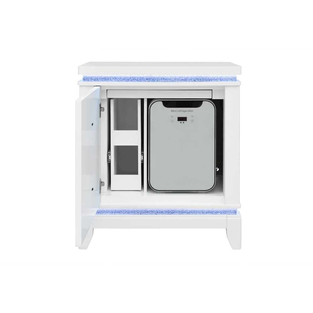 Alina White Nightstand With Cooler, Led, Speaker And Usb