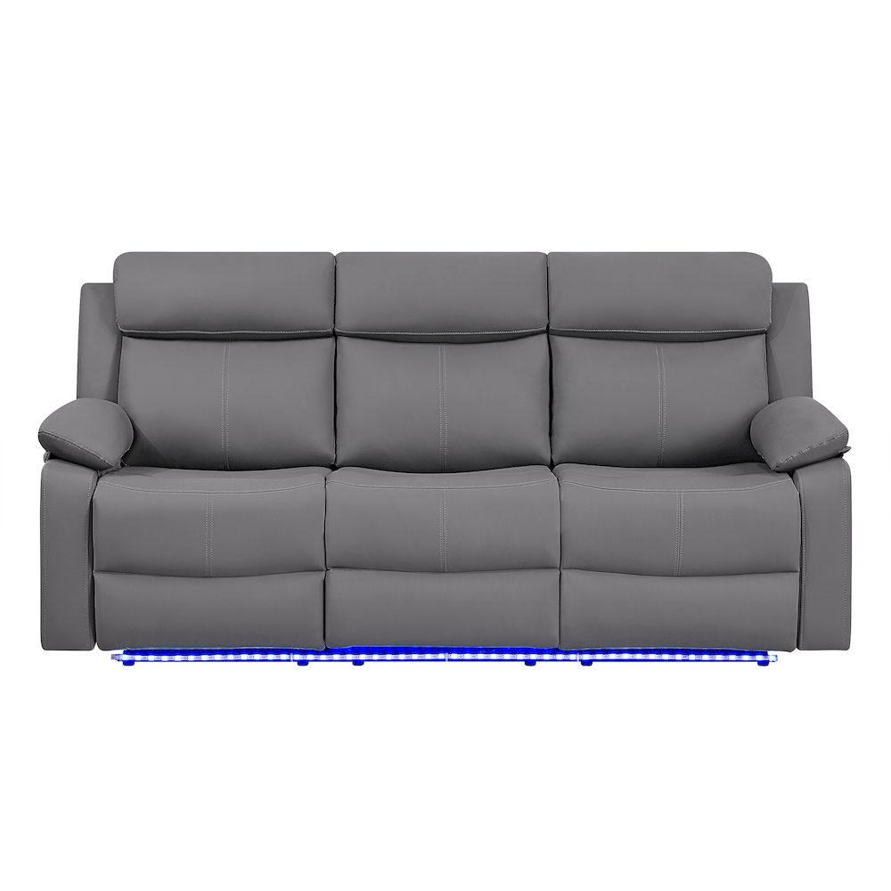 U6026 Grey Pu 46A Reclining Sofa With Led