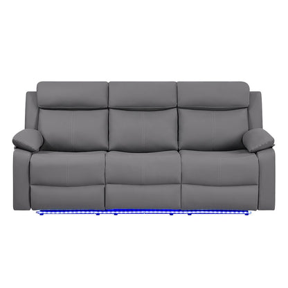 U6026 Grey Pu 46A Reclining Sofa With Led