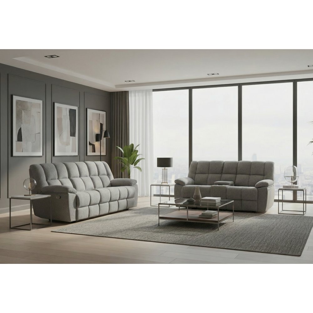 U6000 Smoke Reclining Sofa/Console Reclining Loveseat