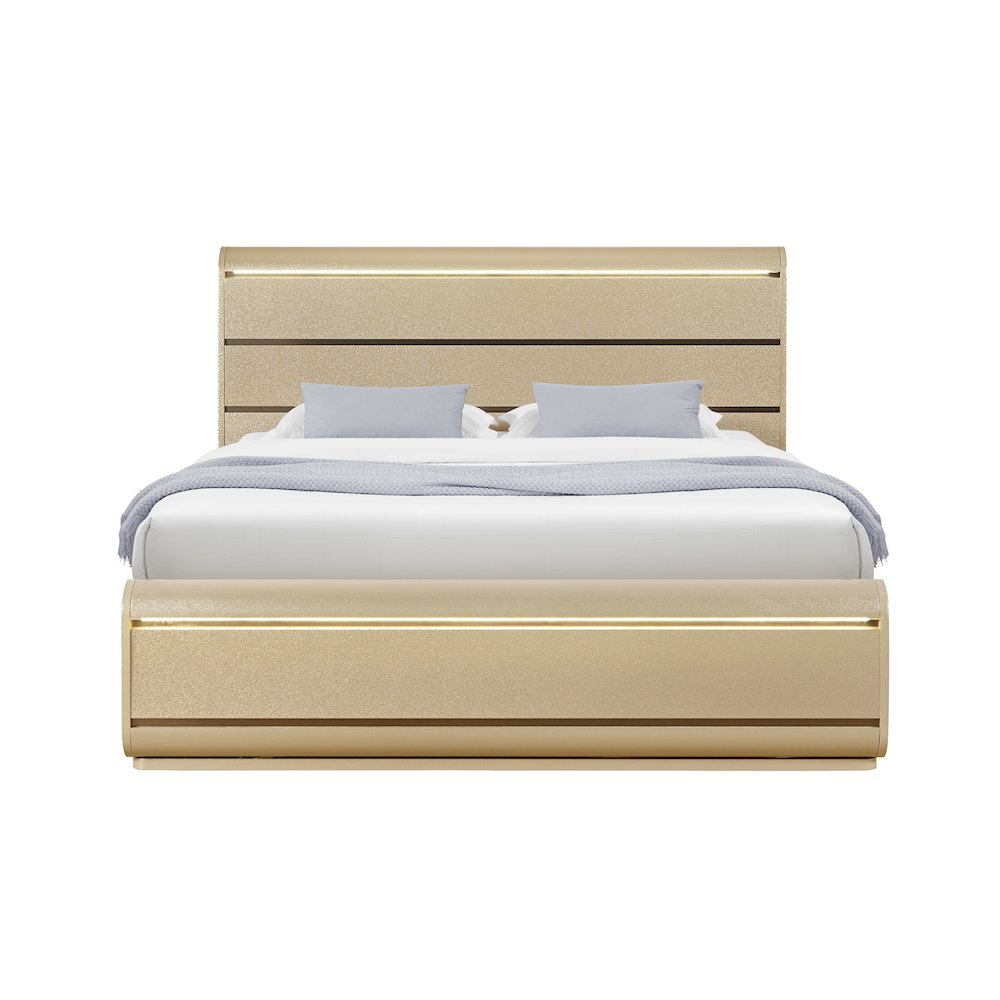 Genesis Gold Queen Bed With Led