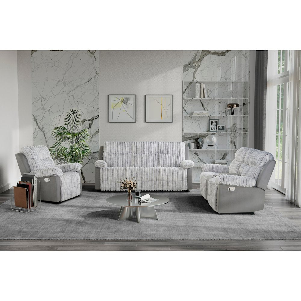 U6028 Grey Reclining Sofa/Console Reclining Loveseat/Glider Recliner