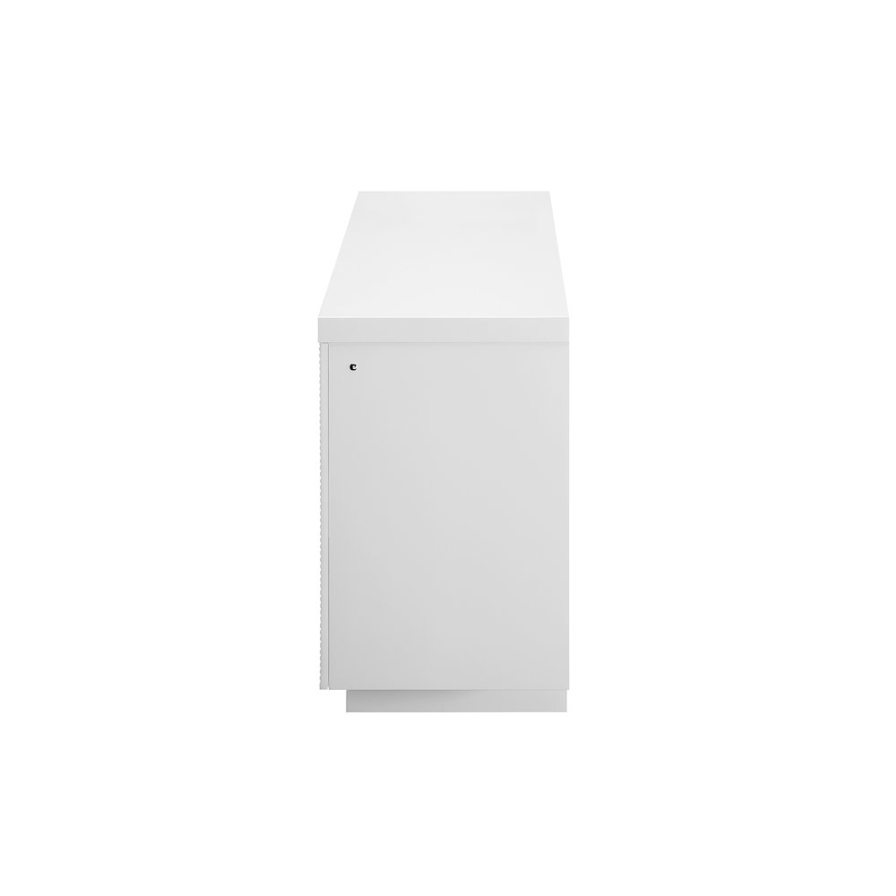 Aileen White 76" Ent Unit W/Led, Speakers, Crystal And Pop-Up Doors