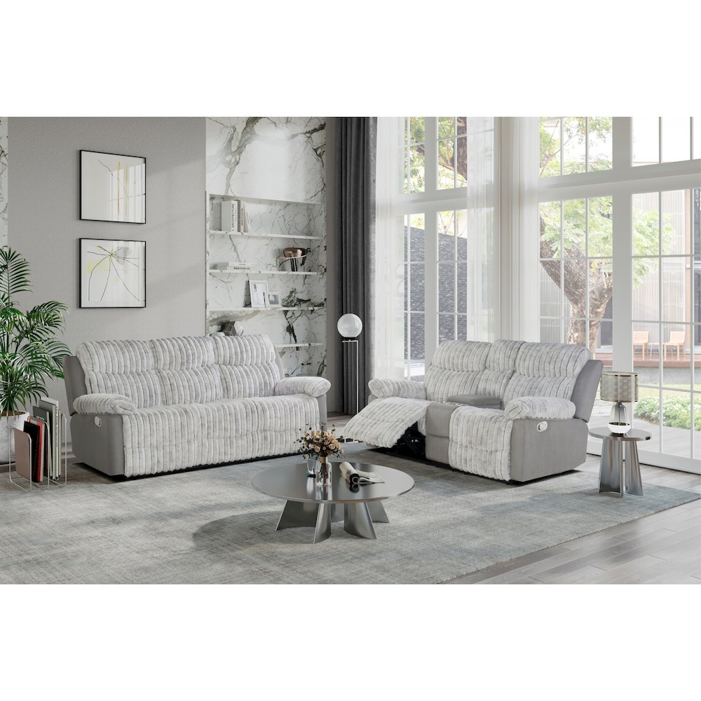 U6028 Grey Reclining Sofa/Console Reclining Loveseat