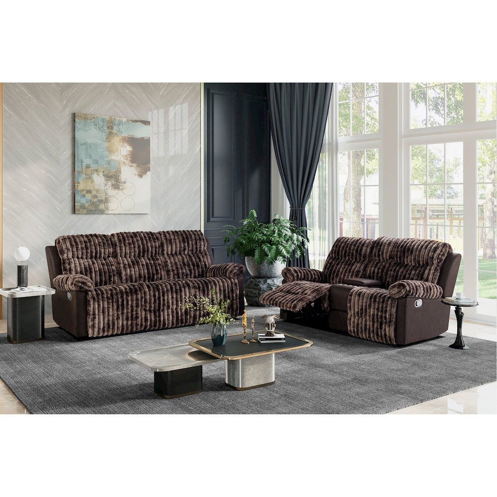 U6028 Brown Reclining Sofa/Console Reclining Loveseat