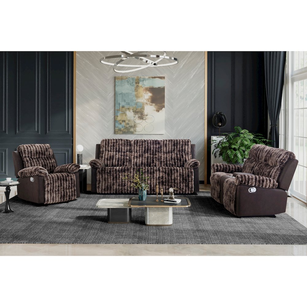 U6028 Brown Reclining Sofa/Console Reclining Loveseat/Glider Recliner
