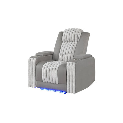 U8000 Grey Power Recliner W/ Power Headrest & Led Light