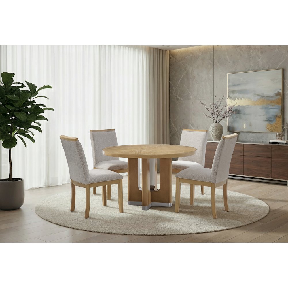 D3124 Natural Dining Table 48" And 6 D1248 Dining Chair