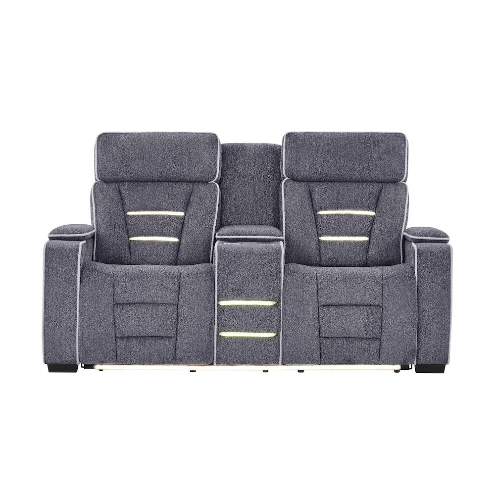 U1895 Grey P2 Console Reclining Loveseat With Is And Led