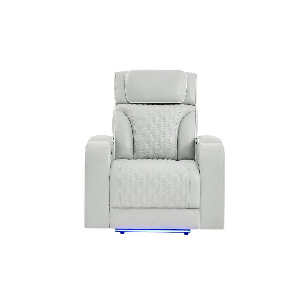 U8611 Blanche Silver Power Recliner With Power Headrest And Led