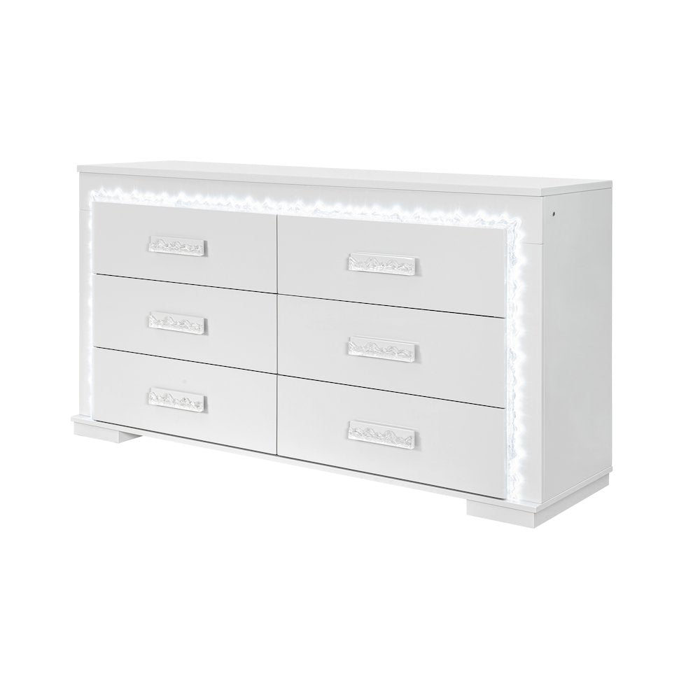 Naomi Silver Marble Dresser With Led