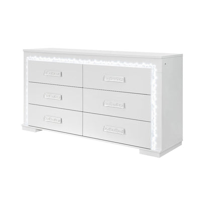 Naomi Silver Marble Dresser With Led