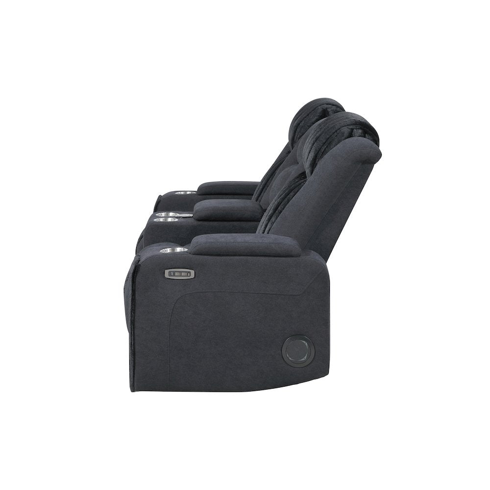 U8000 Black Pwr Console Rec Loveseat W/Phr, Led And Speaker