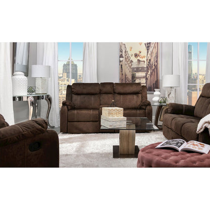 U7303 Domino Coffee Reclining Sofa with Drop-Down Table