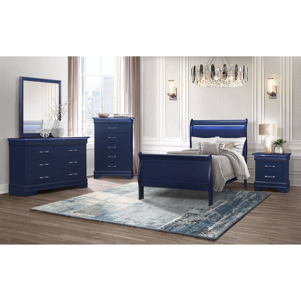 Charlie Blue Twin Bed With Led