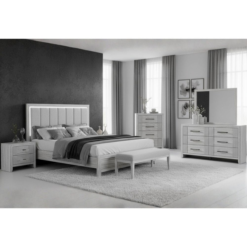 Elsie Grey Queen Bed With Led