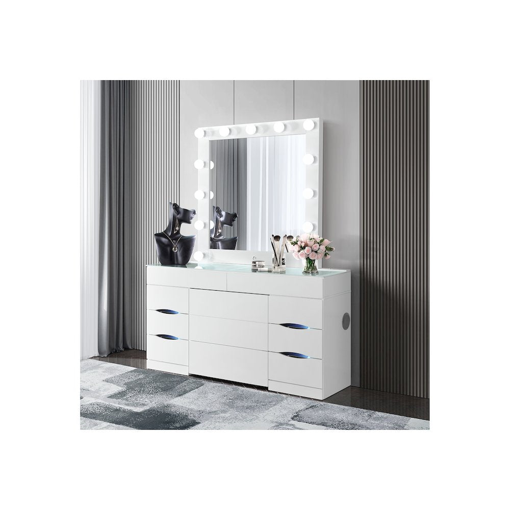 Ella White Vanity Set With Storage Stool